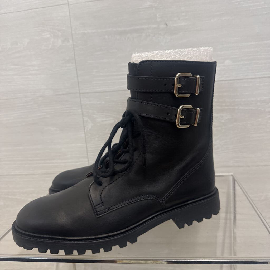 Antonio Melani Black Leather Bertilli Combat Moto Boots 9
