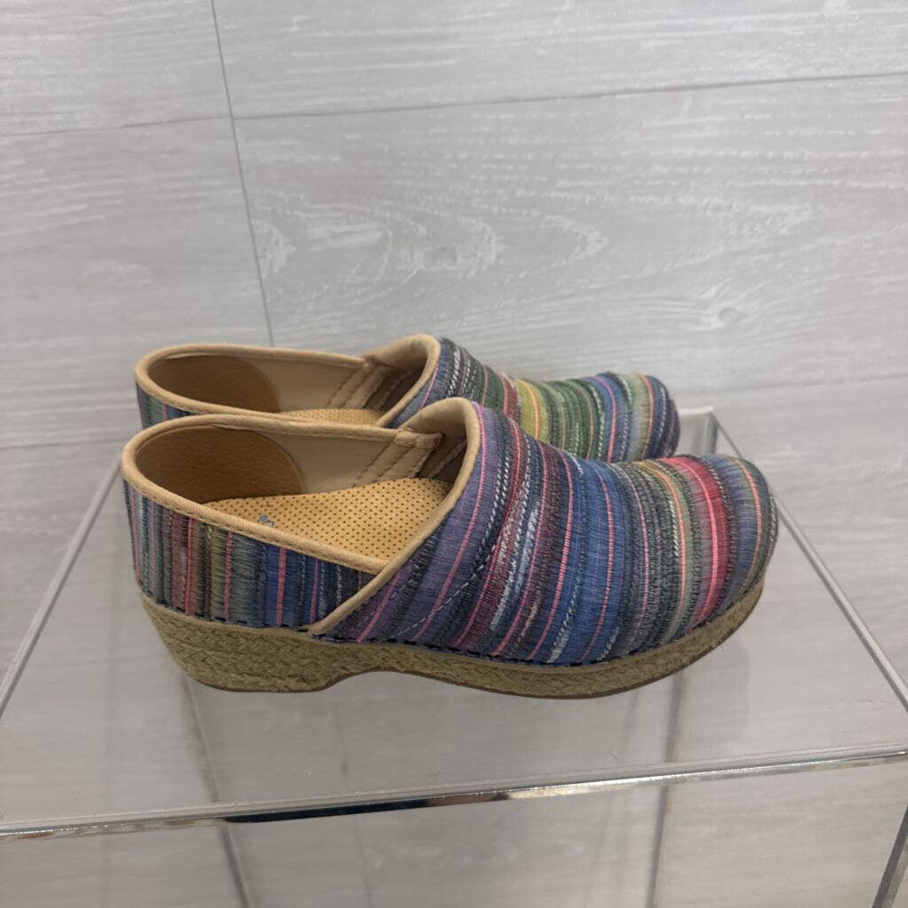 Dansko Beige/ Multi Striped Jute Pro Clogs 37