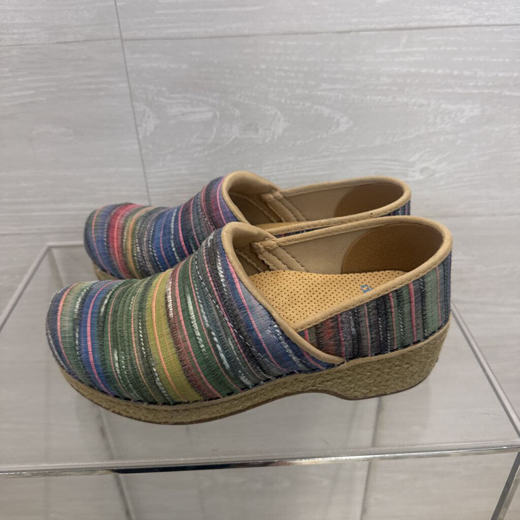 Dansko Beige/ Multi Striped Jute Pro Clogs 37