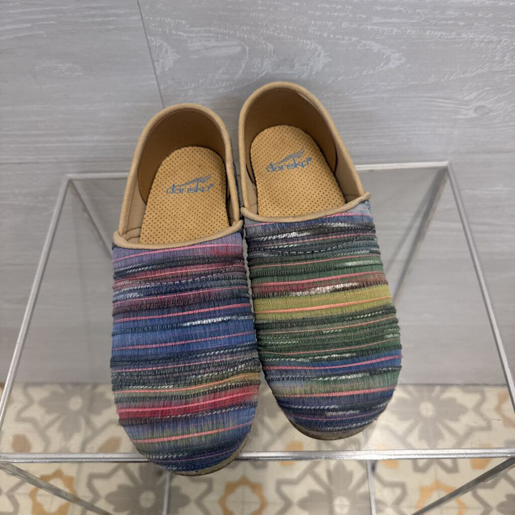 Dansko Beige/ Multi Striped Jute Pro Clogs 37