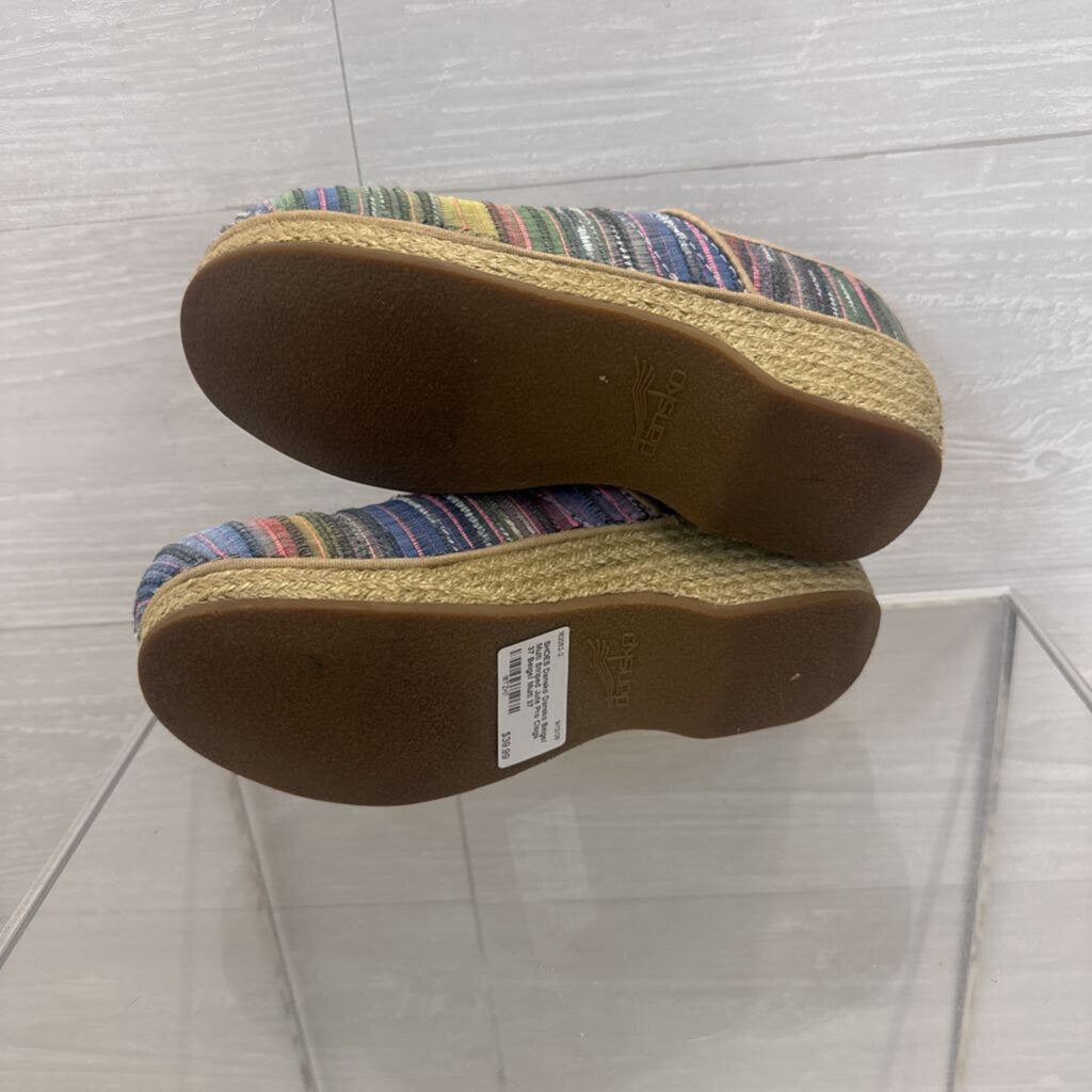 Dansko Beige/ Multi Striped Jute Pro Clogs 37