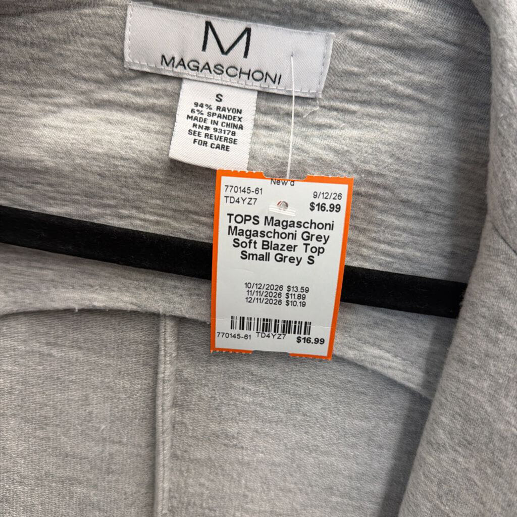 Magaschoni Grey Soft Blazer Top Small