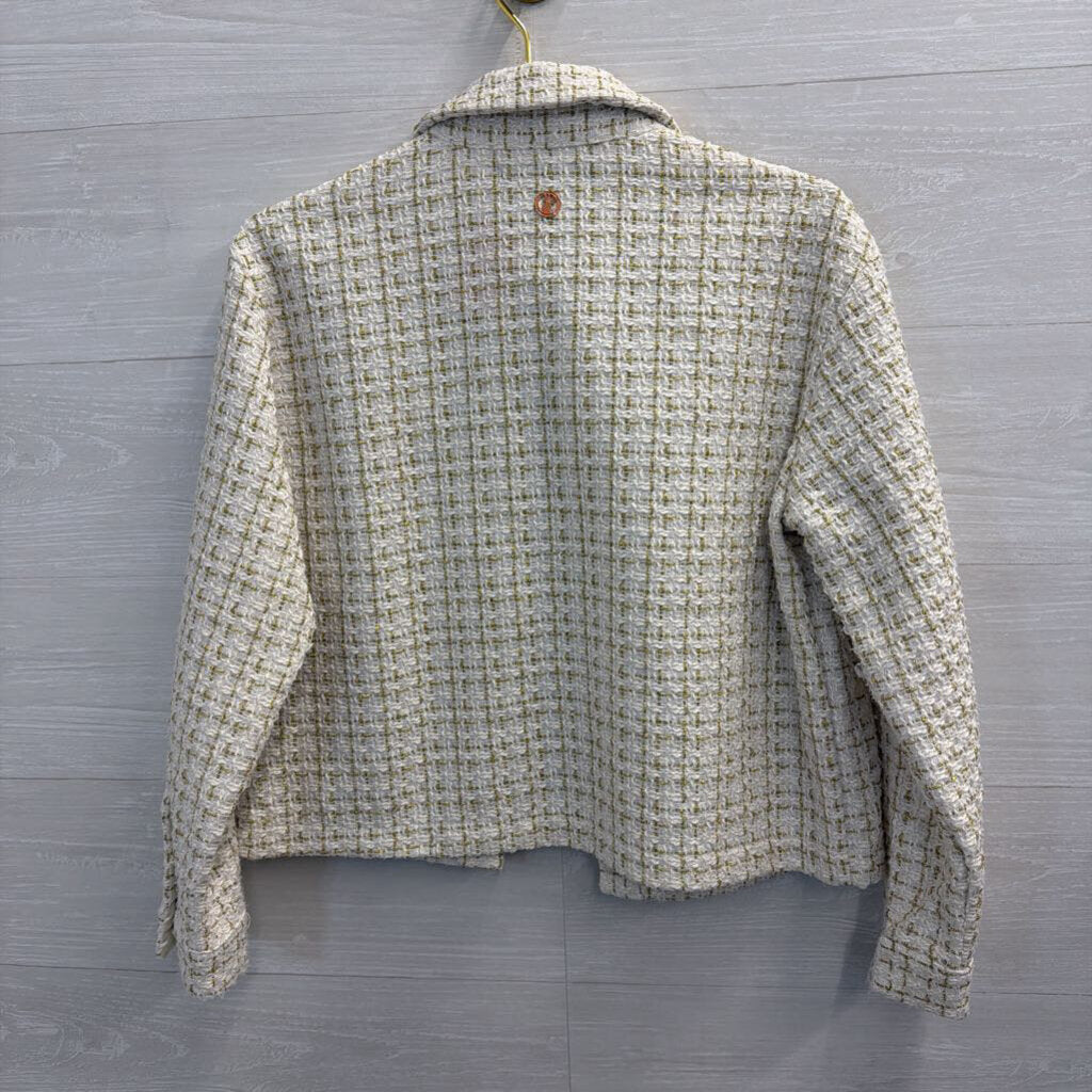 Simply Southern White/ Gold Tweed Cropped Jacket Medium