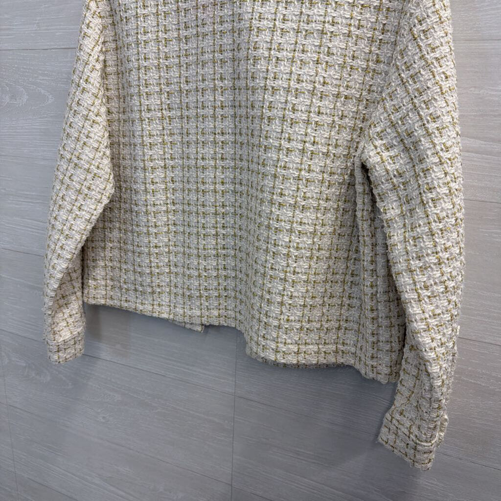 Simply Southern White/ Gold Tweed Cropped Jacket Medium