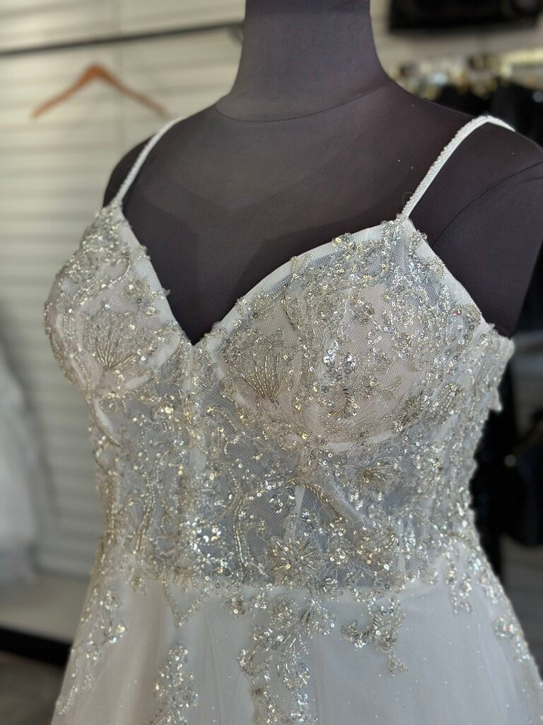 Stella Couture Ivory Sequin Beaded A Line Bridal Gown 20