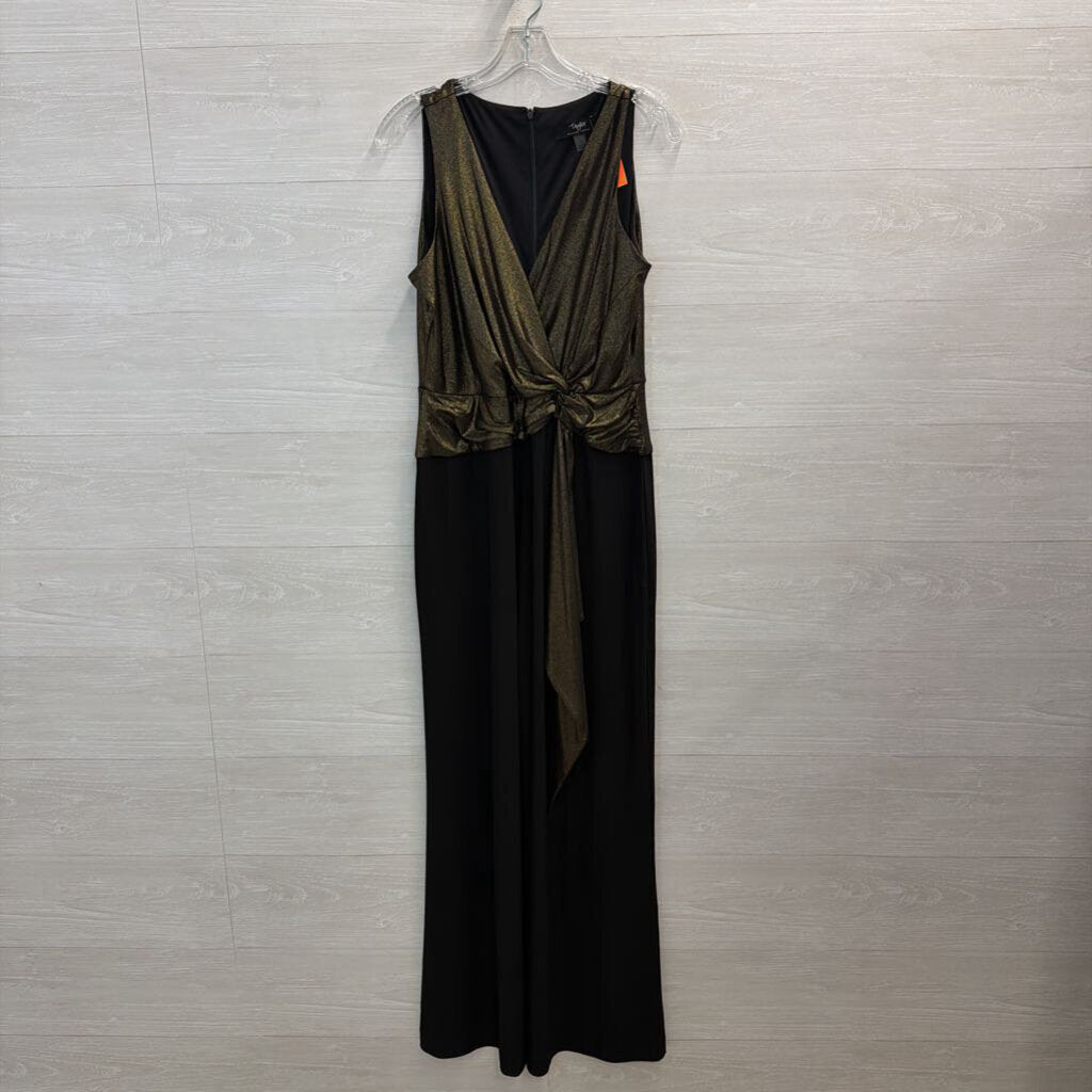Taylor Black Label metallic Gold/ Black Sleeveless Jumspuit 8