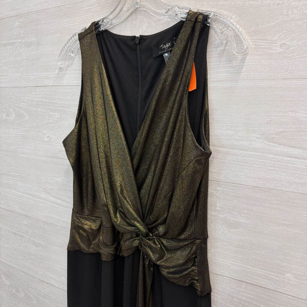 Taylor Black Label metallic Gold/ Black Sleeveless Jumspuit 8