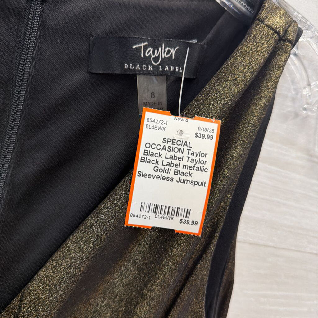 Taylor Black Label metallic Gold/ Black Sleeveless Jumspuit 8