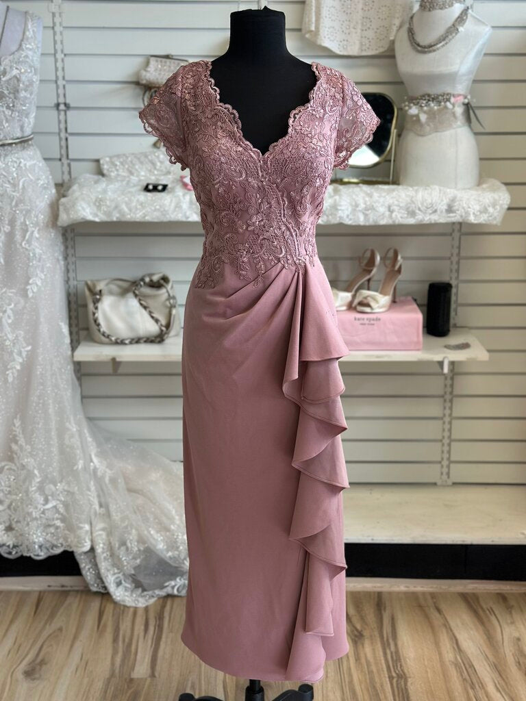 Azazie Dusty Pink Lace Top Long Formal Dress 12