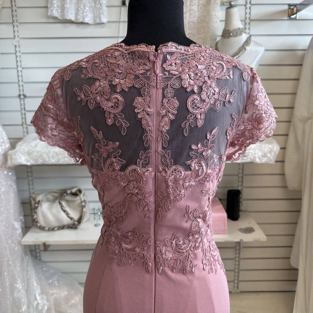 Azazie Dusty Pink Lace Top Long Formal Dress 12