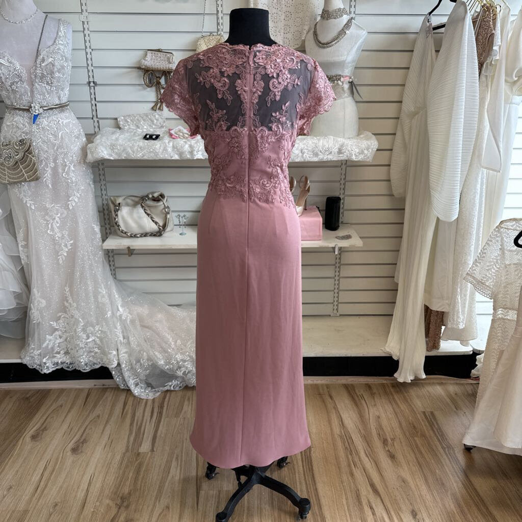 Azazie Dusty Pink Lace Top Long Formal Dress 12