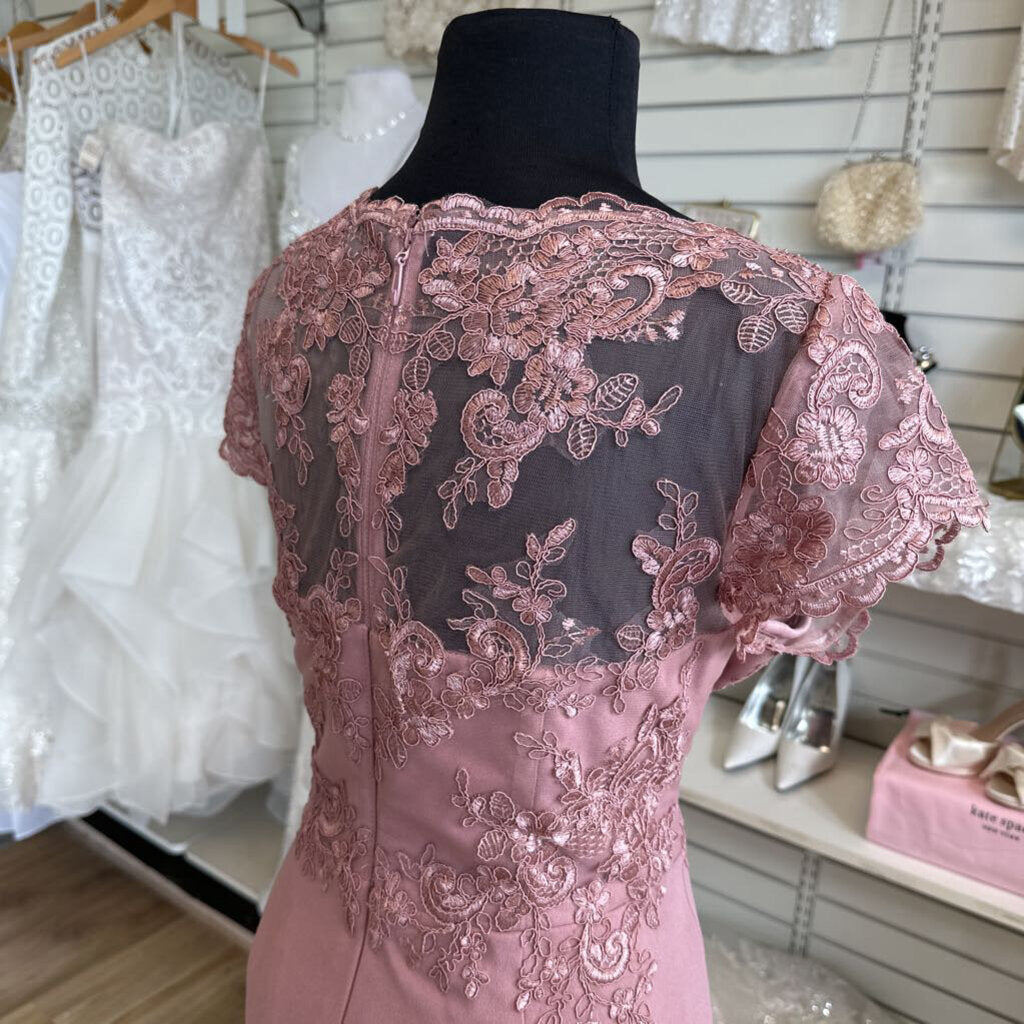 Azazie Dusty Pink Lace Top Long Formal Dress 12