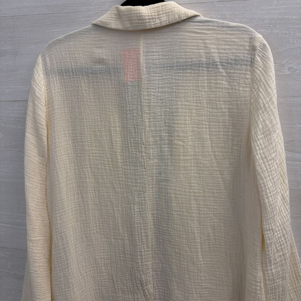 Soft Surroundings Cream Textured Open Front Top Medium