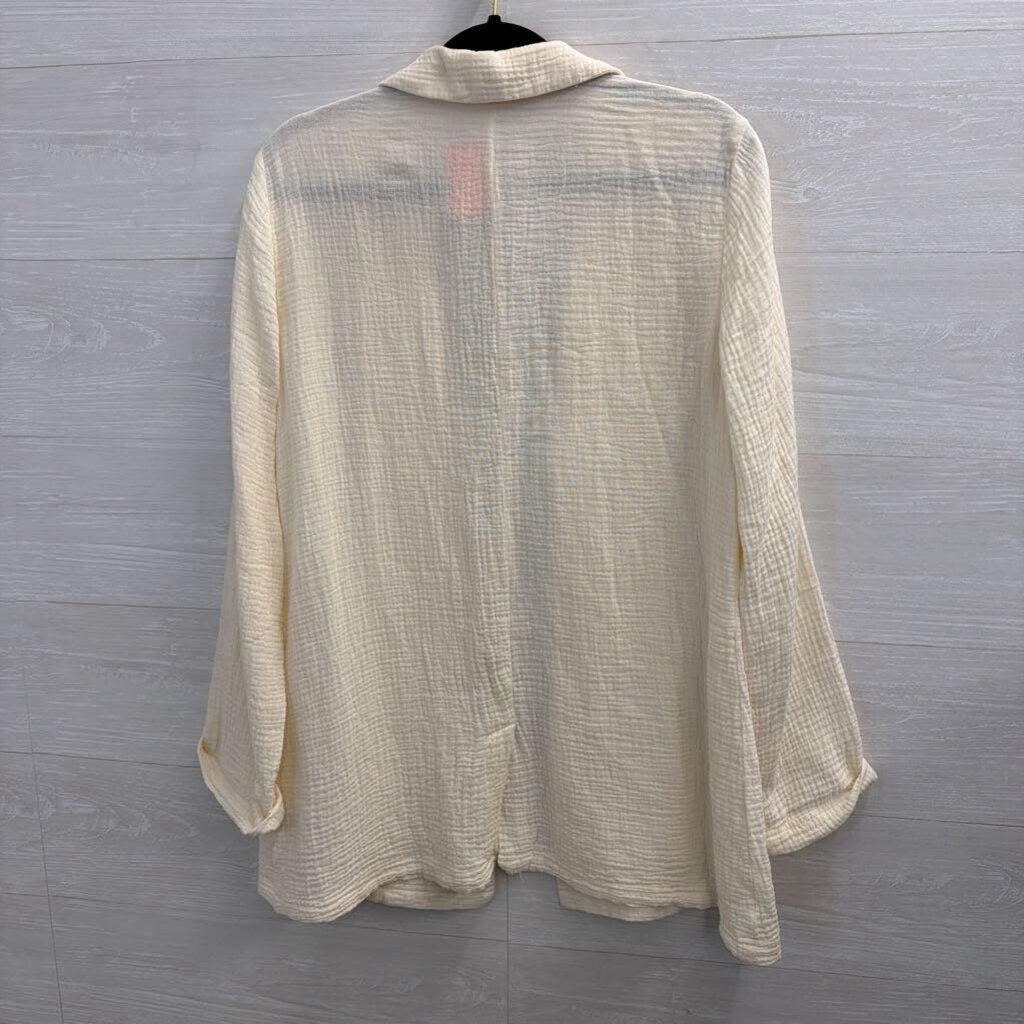 Soft Surroundings Cream Textured Open Front Top Medium