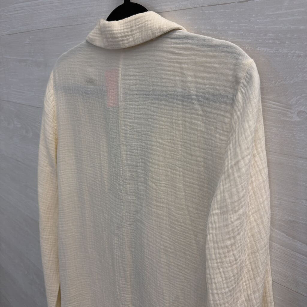 Soft Surroundings Cream Textured Open Front Top Medium
