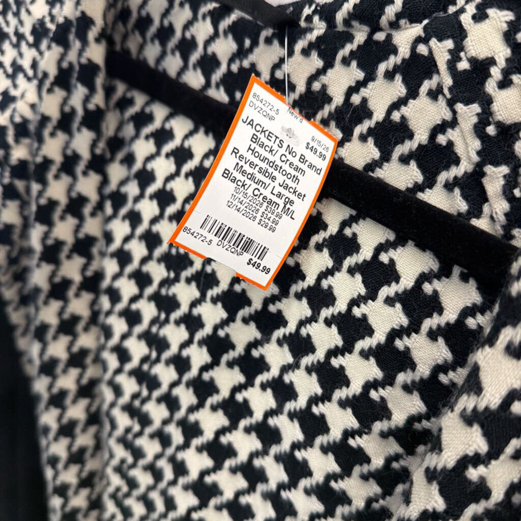 Black/ Cream Houndstooth Reversible Jacket Medium/ Large