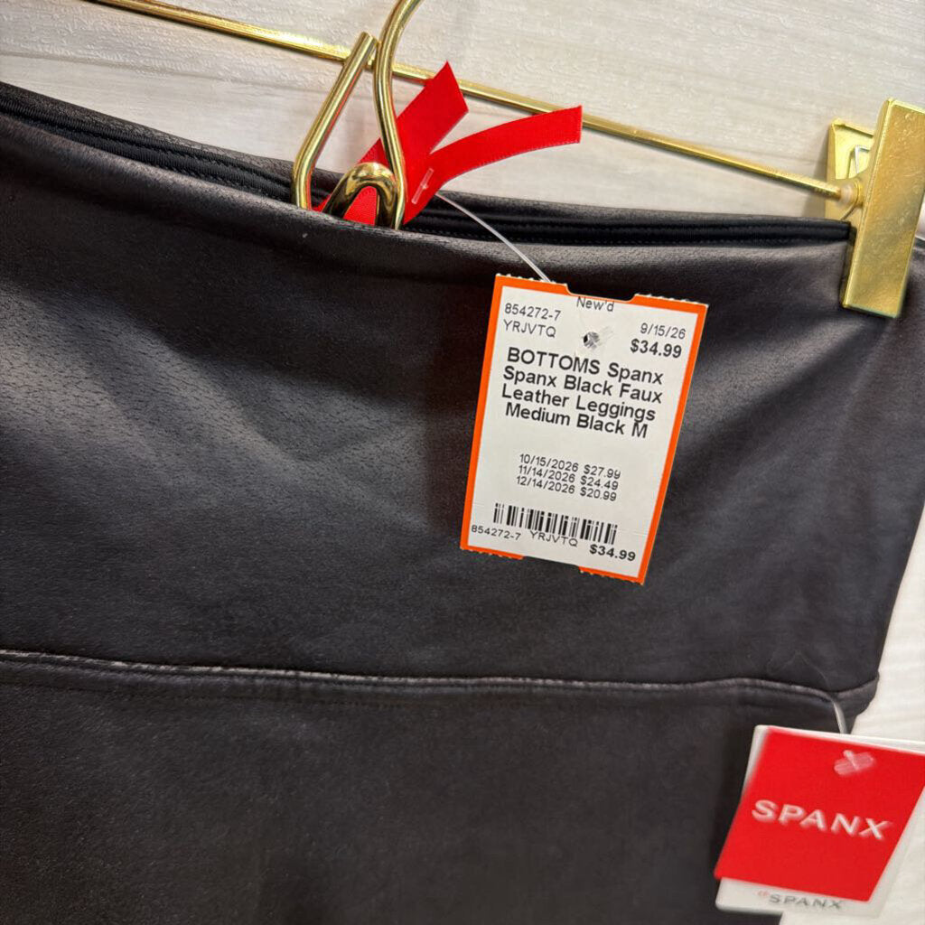 Spanx Black Faux Leather Leggings Medium