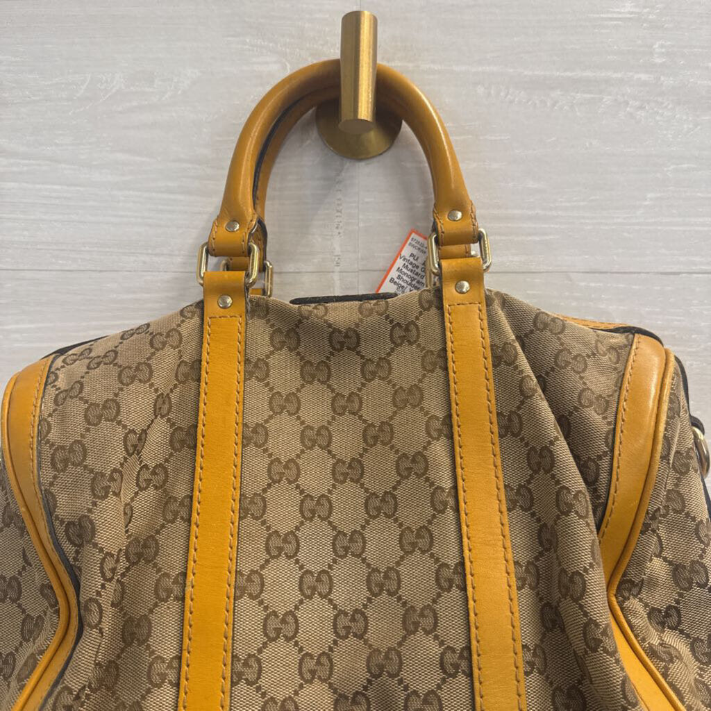 Vintage Gucci Beige/ Mustard Yellow Monogram Cavas Shoulder Purse