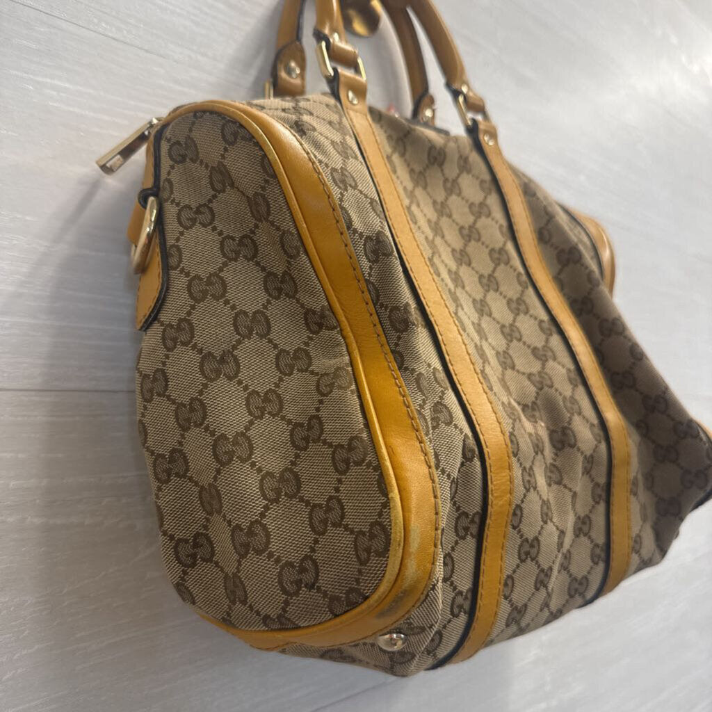 Vintage Gucci Beige/ Mustard Yellow Monogram Cavas Shoulder Purse
