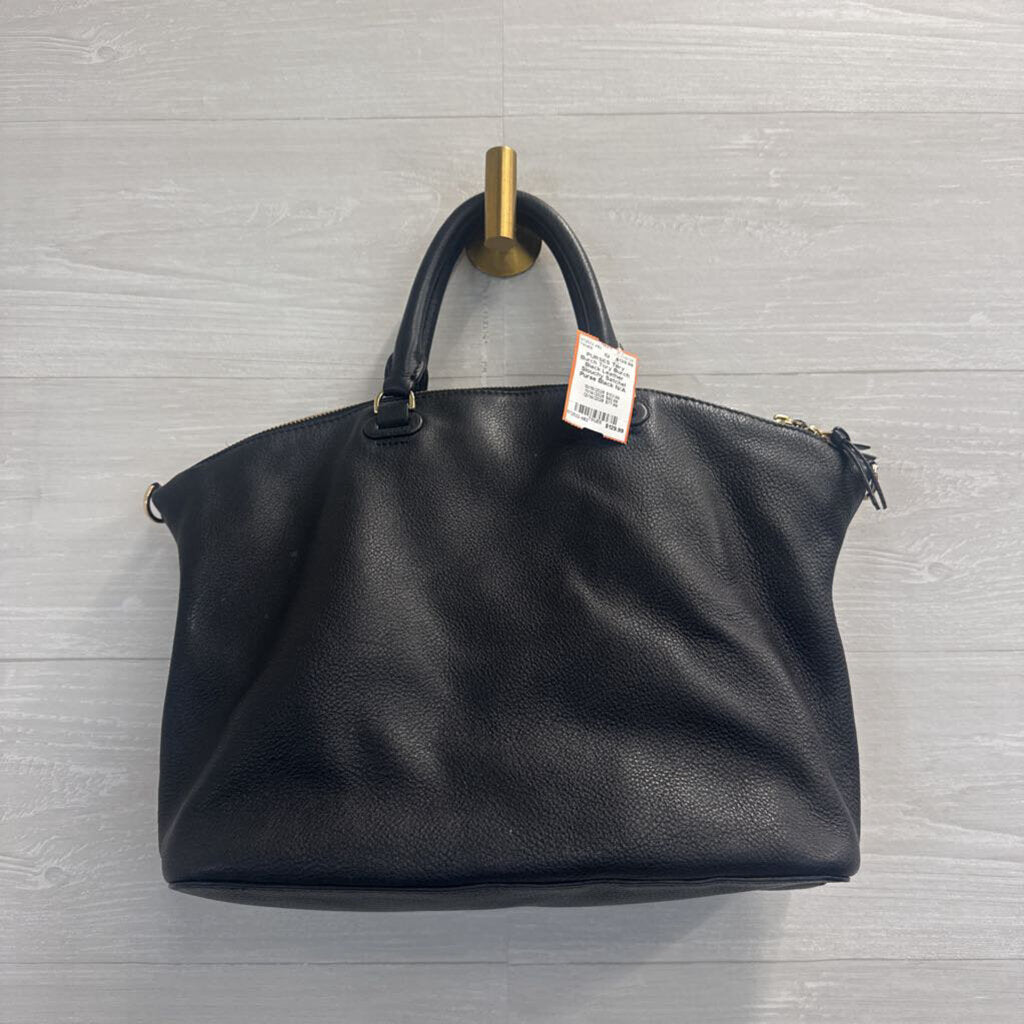 Tory Burch Black Leather Slouchy Satchel Purse