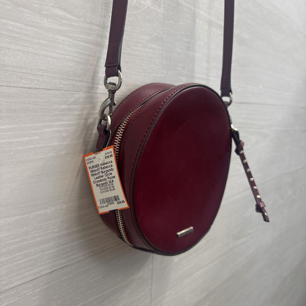 Rebecca Minkoff Burgundy Leather Circle Crossbody Purse