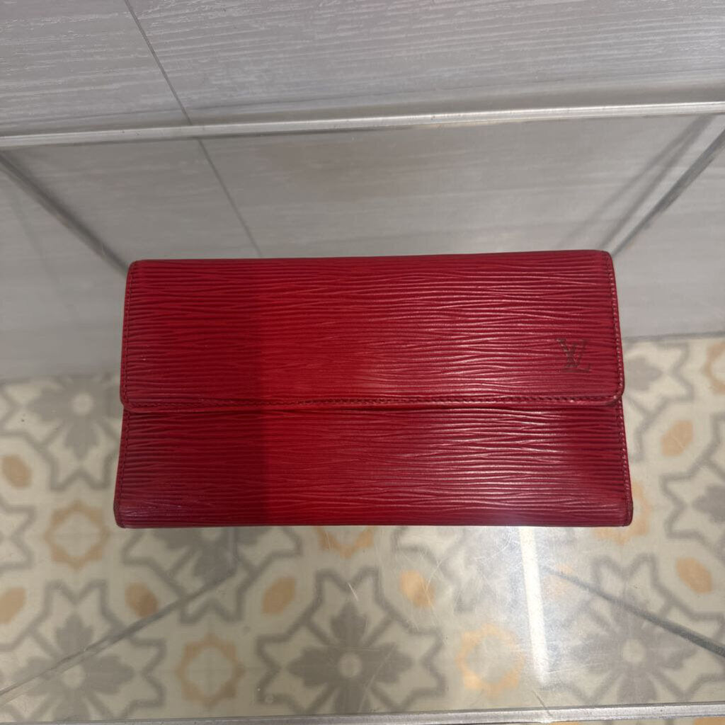 Vintage Louis Vuitton Red Textured Epi Leather Wallet