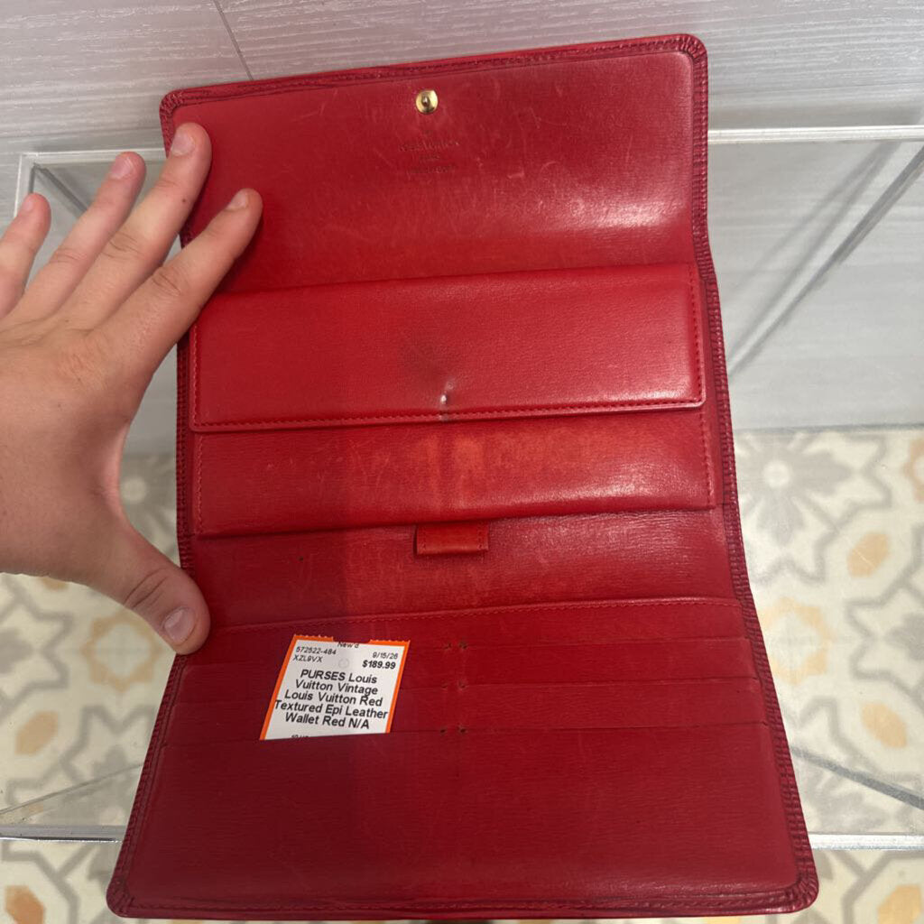 Vintage Louis Vuitton Red Textured Epi Leather Wallet
