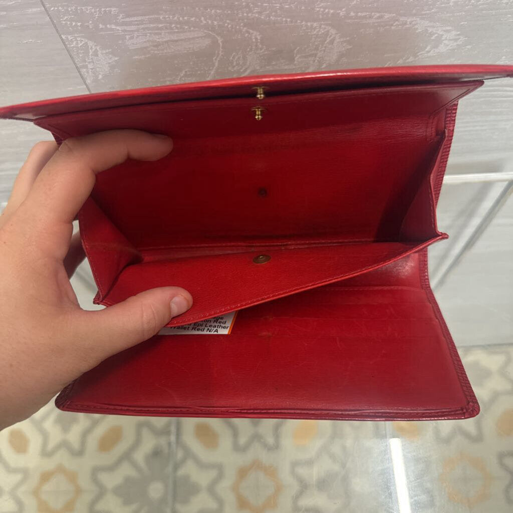 Vintage Louis Vuitton Red Textured Epi Leather Wallet