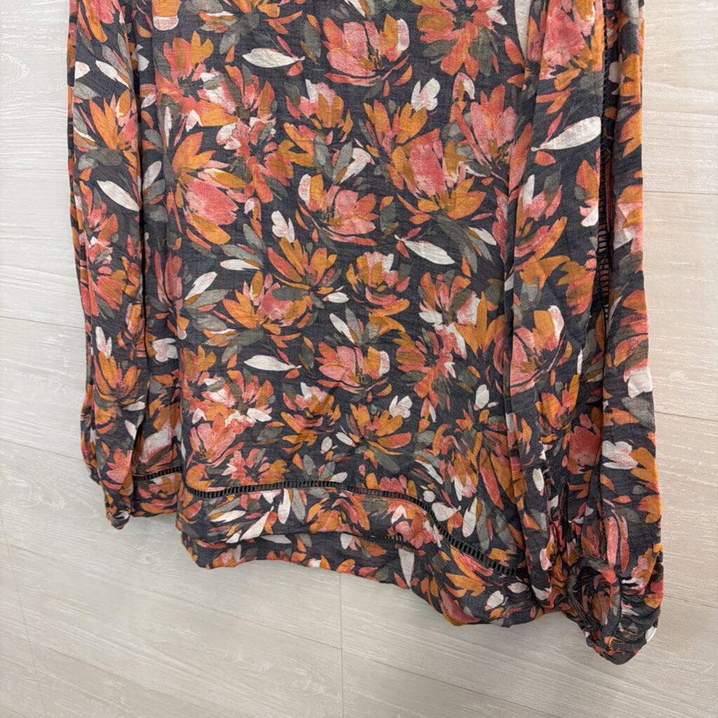 Zac and Rachel Grey/ Multi Print Long Sleeve Top Extra Large