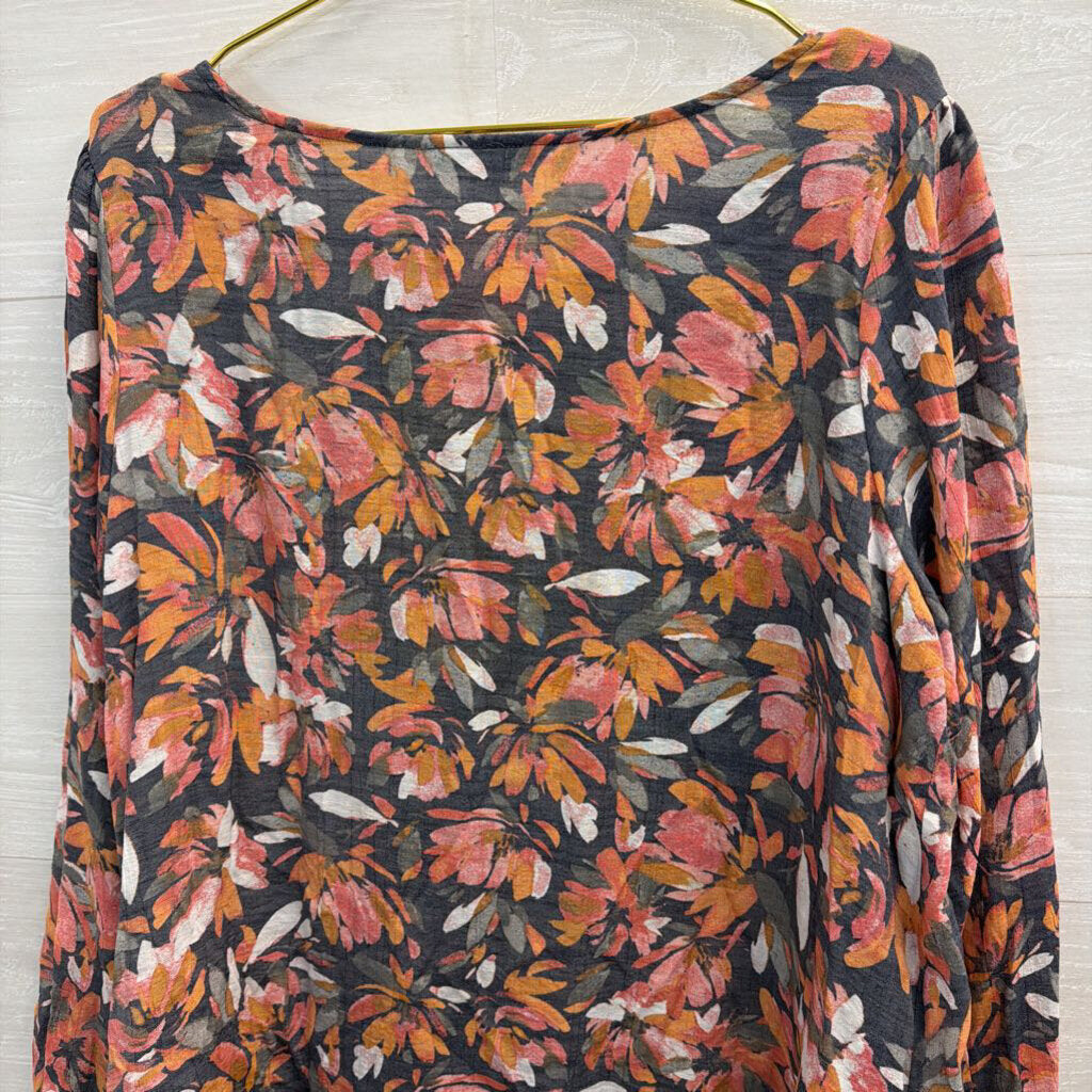 Zac and Rachel Grey/ Multi Print Long Sleeve Top Extra Large