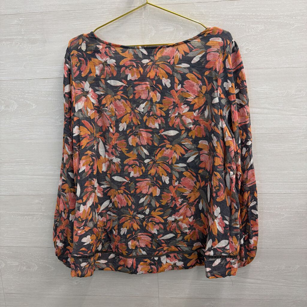 Zac and Rachel Grey/ Multi Print Long Sleeve Top Extra Large