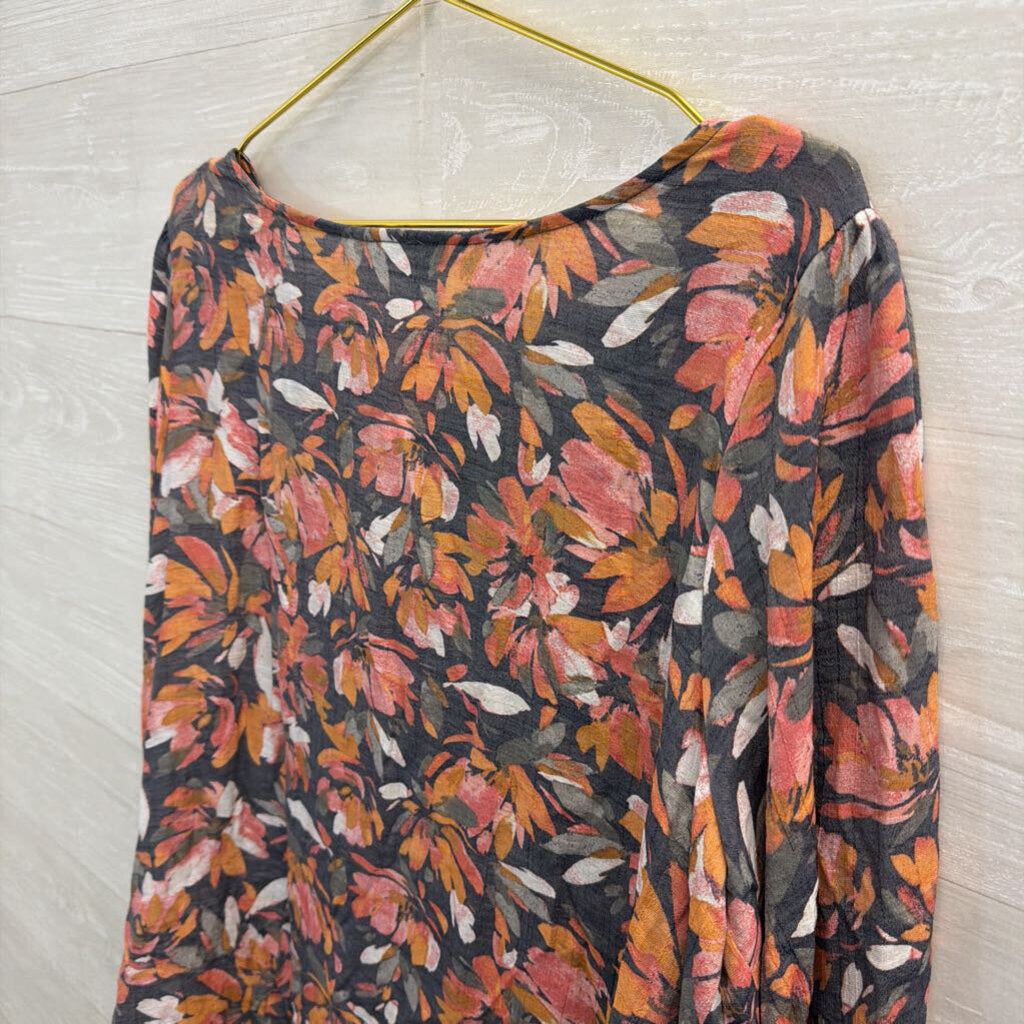 Zac and Rachel Grey/ Multi Print Long Sleeve Top Extra Large
