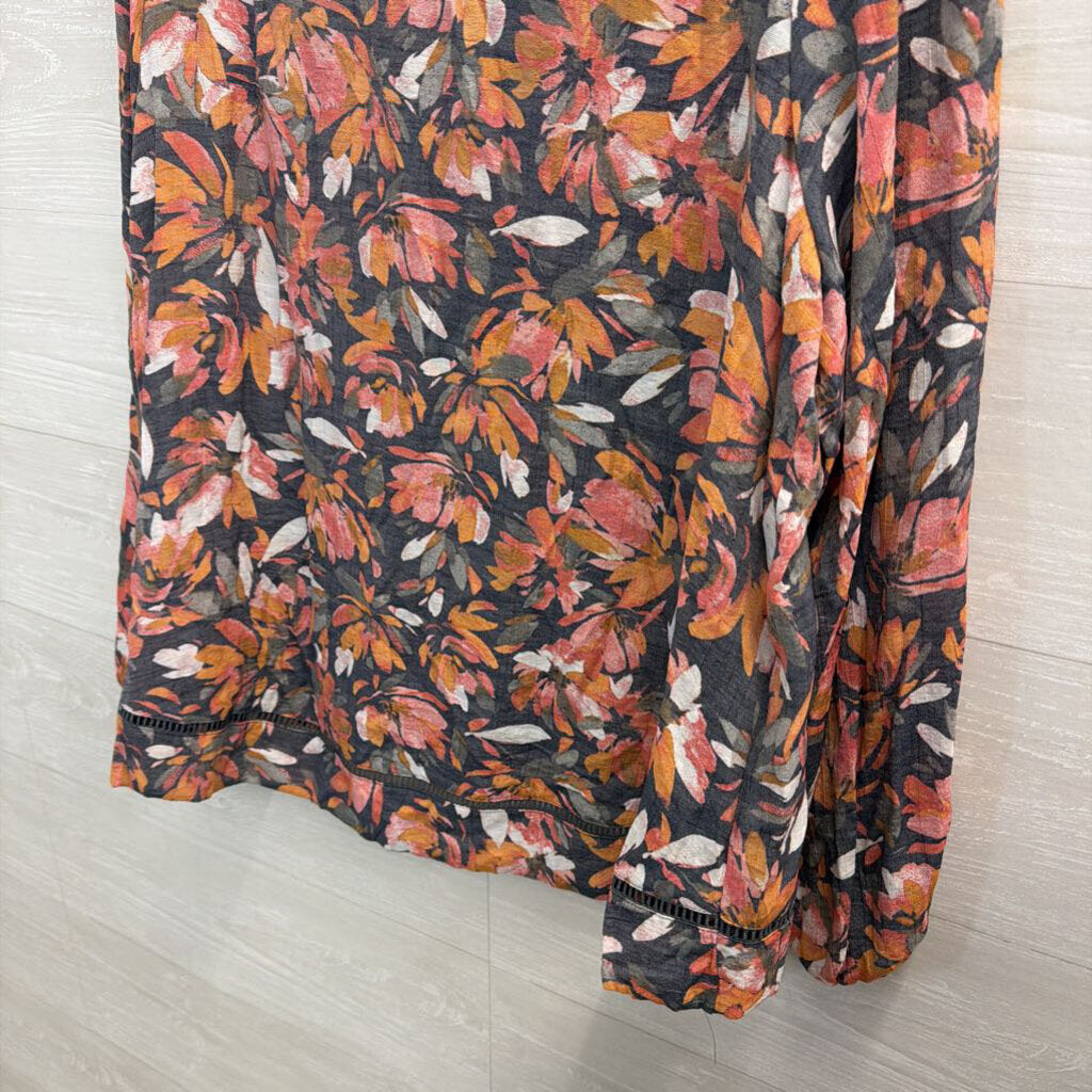 Zac and Rachel Grey/ Multi Print Long Sleeve Top Extra Large