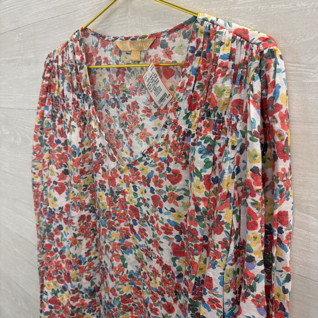Hope and Harlow White/ Multi Print Long Sleeve Top Large