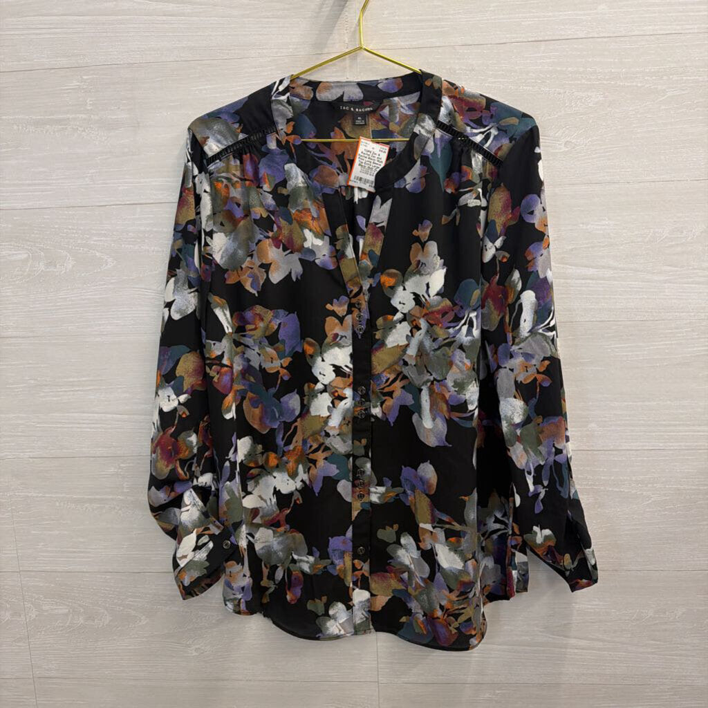 Zac and Rachel Black/ Multi Print Long Sleeve Top Extra Large