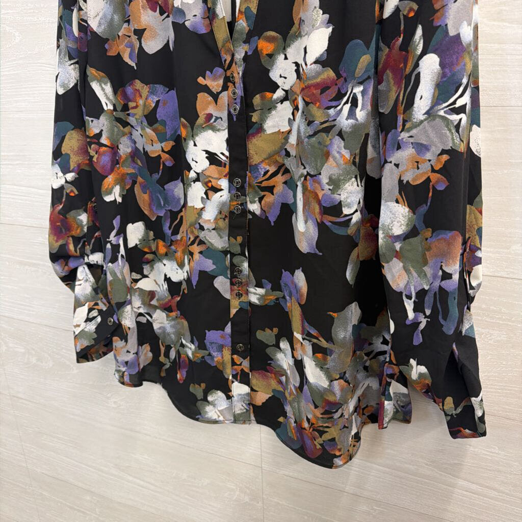 Zac and Rachel Black/ Multi Print Long Sleeve Top Extra Large