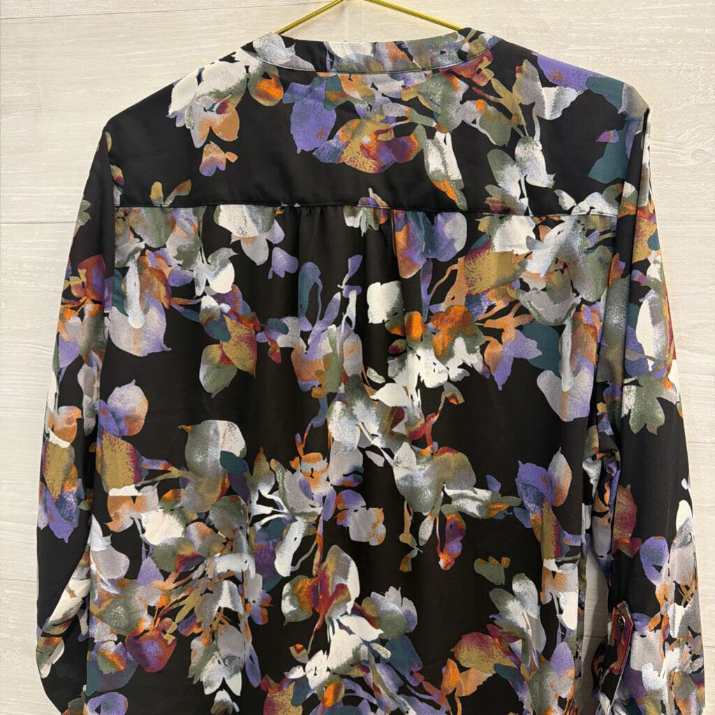 Zac and Rachel Black/ Multi Print Long Sleeve Top Extra Large