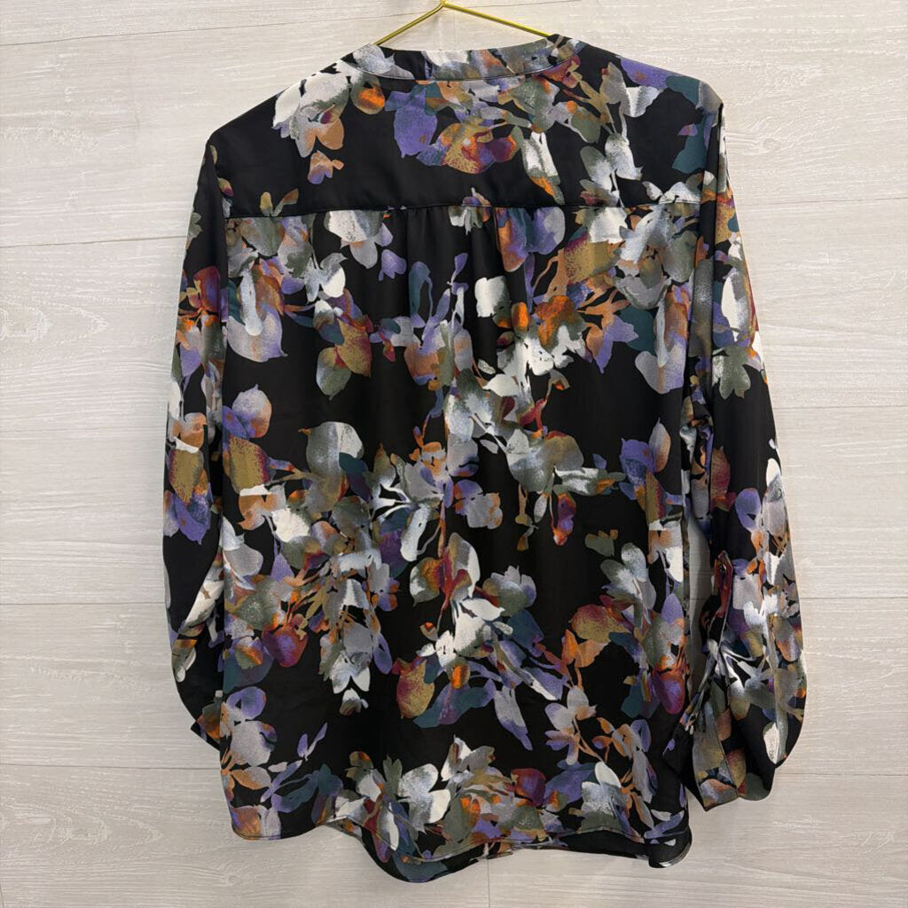 Zac and Rachel Black/ Multi Print Long Sleeve Top Extra Large