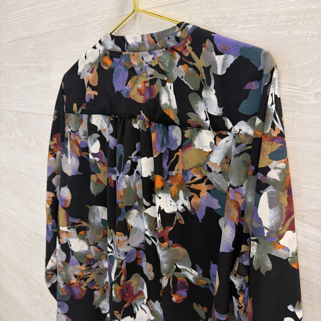 Zac and Rachel Black/ Multi Print Long Sleeve Top Extra Large