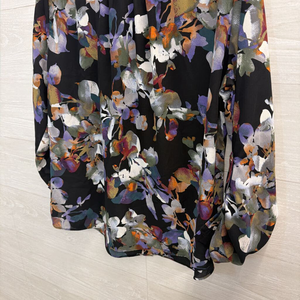 Zac and Rachel Black/ Multi Print Long Sleeve Top Extra Large