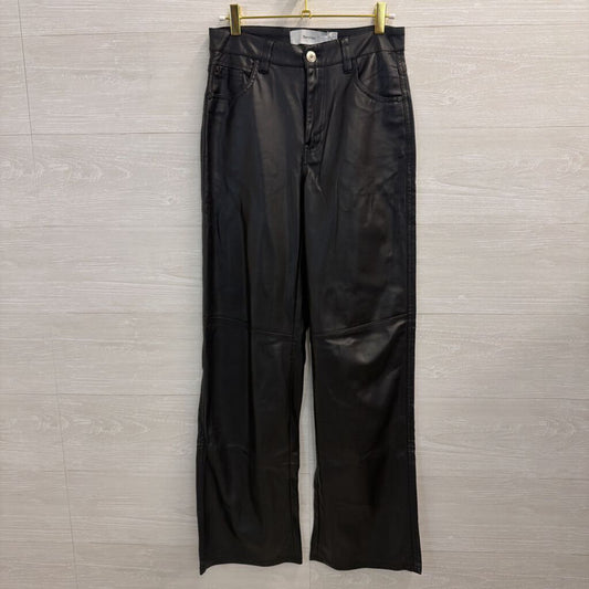 Bershka Black Faux Leather Wide Leg Pants Small