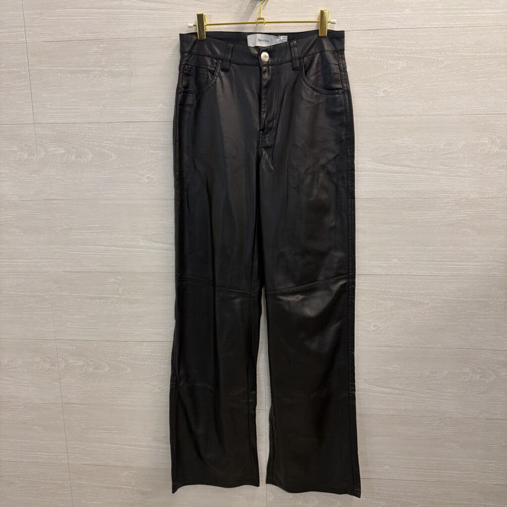 Bershka Black Faux Leather Wide Leg Pants Small