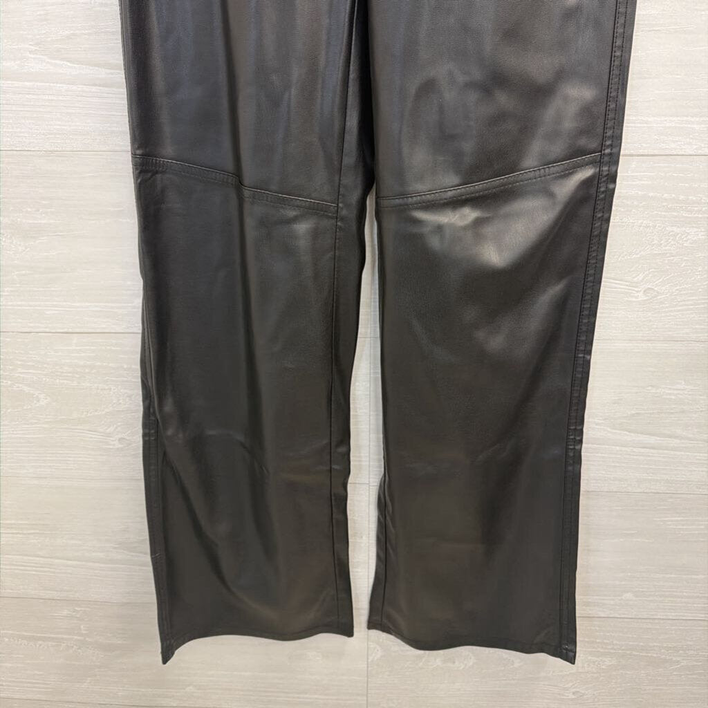 Bershka Black Faux Leather Wide Leg Pants Small