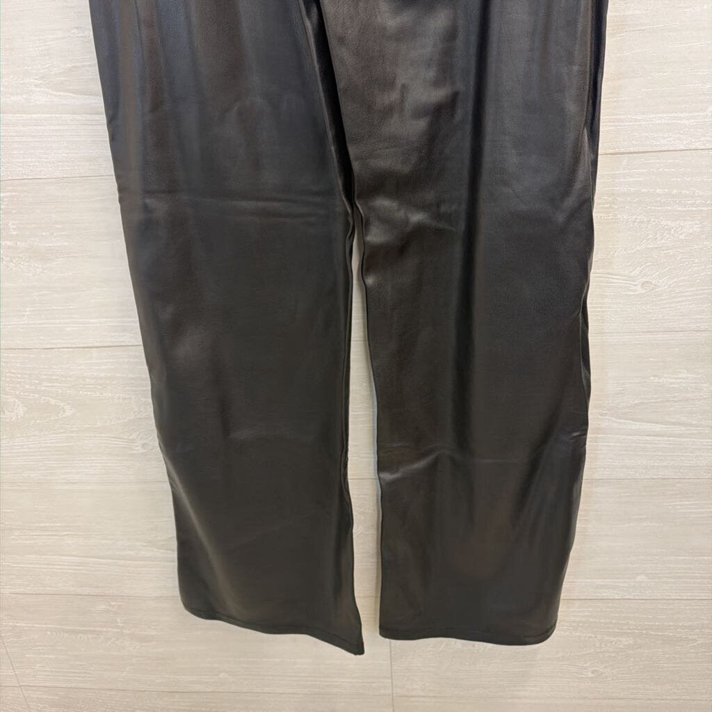 Bershka Black Faux Leather Wide Leg Pants Small
