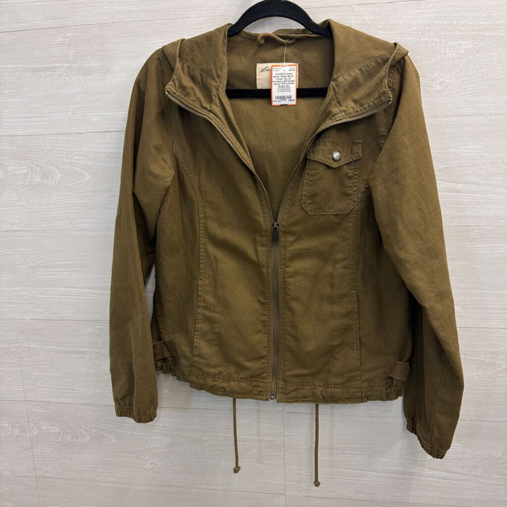Eddie Bauer Green Zip Up Hooded Lightweight Jacket Extra Small