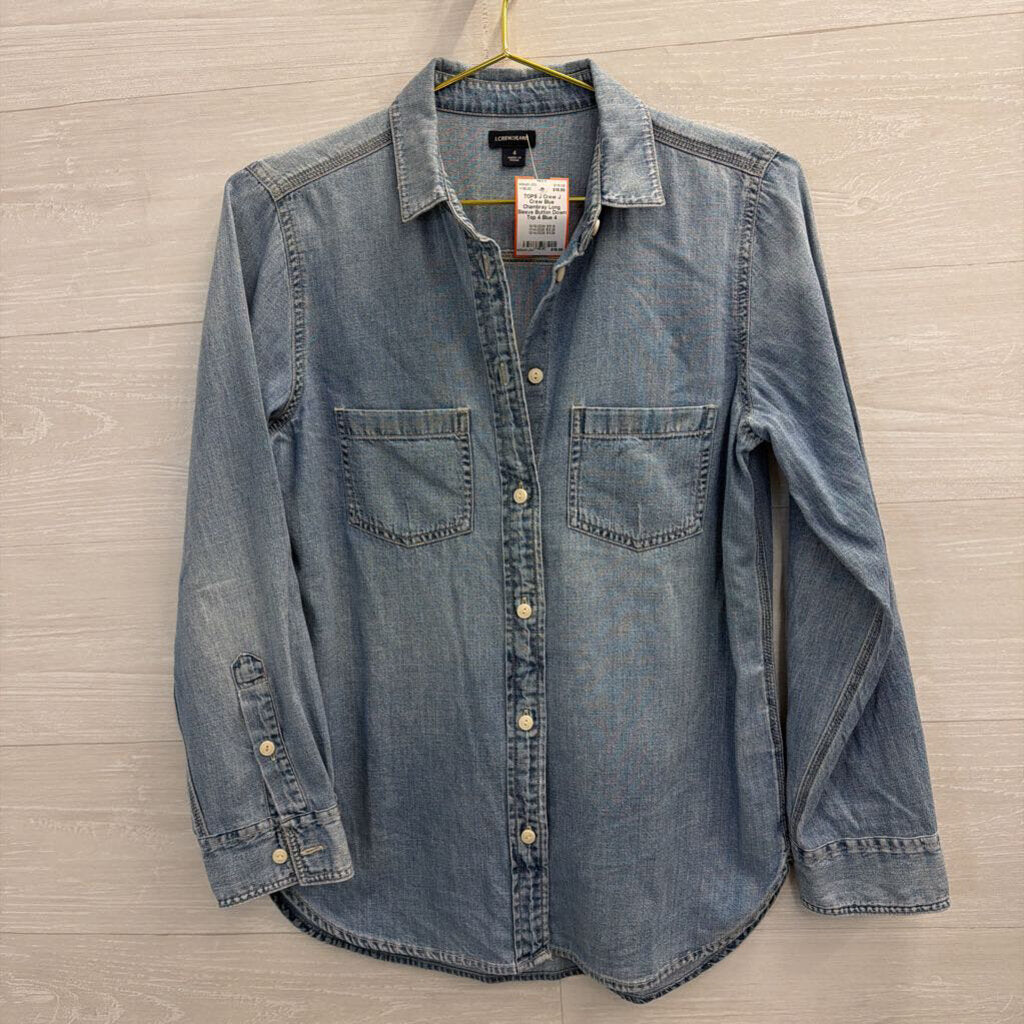J Crew Blue Chambray Long Sleeve Button Down Top 4