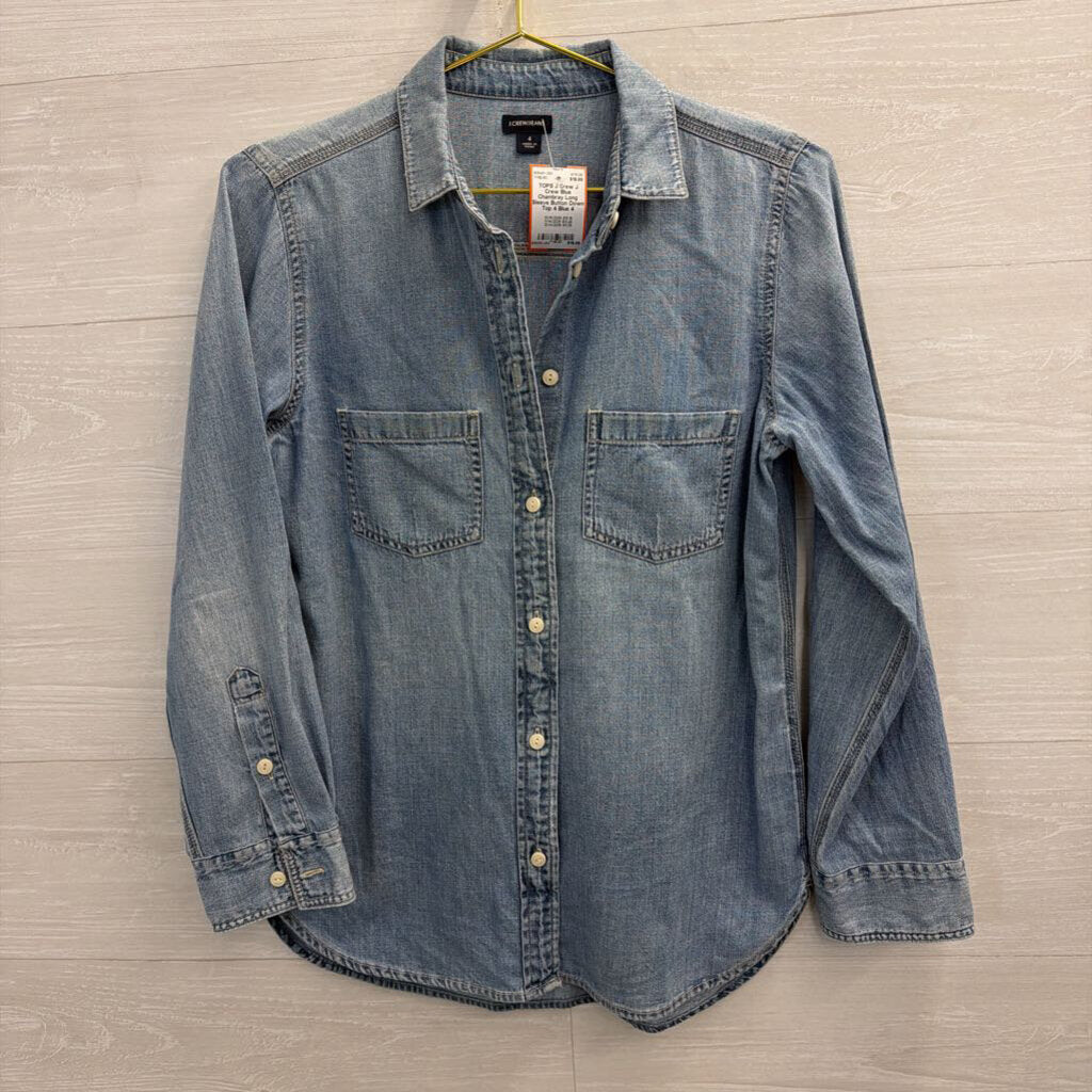 J Crew Blue Chambray Long Sleeve Button Down Top 4