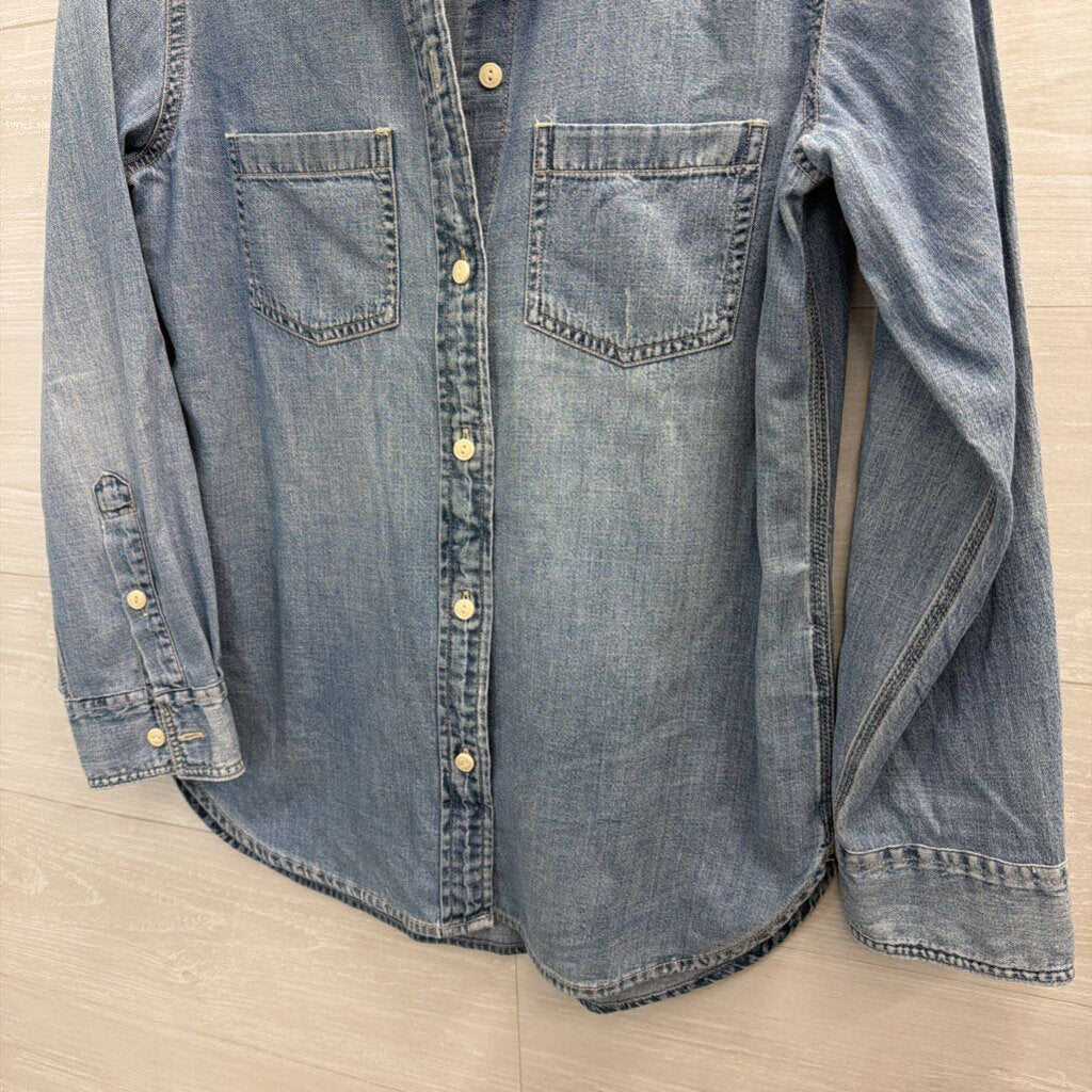 J Crew Blue Chambray Long Sleeve Button Down Top 4