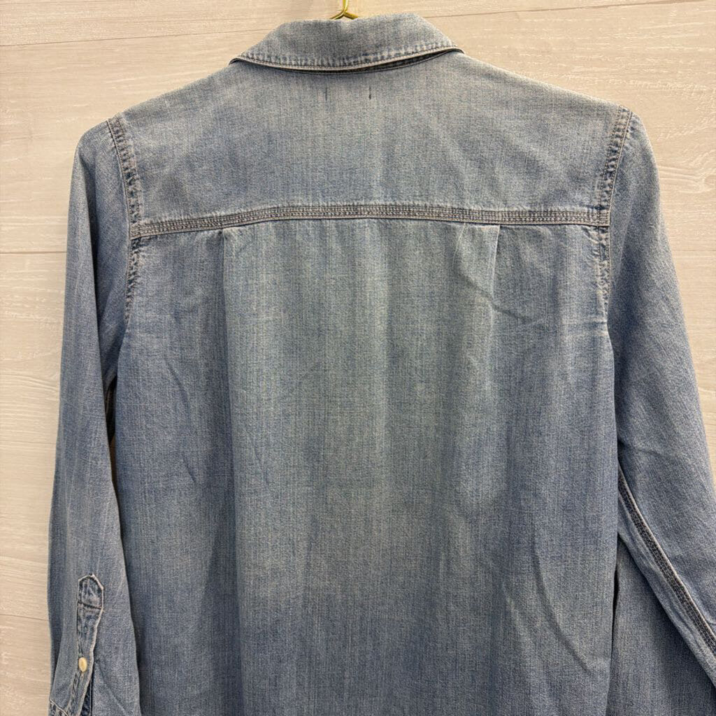J Crew Blue Chambray Long Sleeve Button Down Top 4