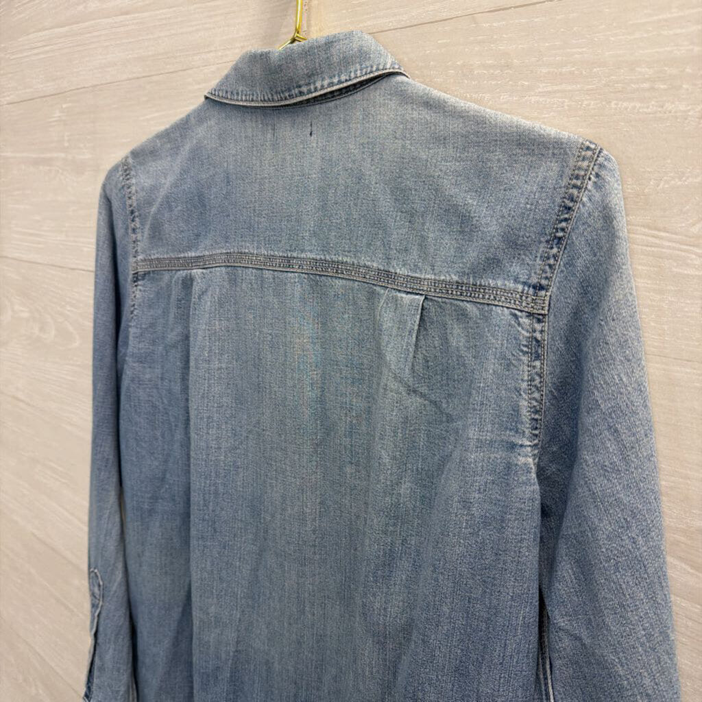 J Crew Blue Chambray Long Sleeve Button Down Top 4